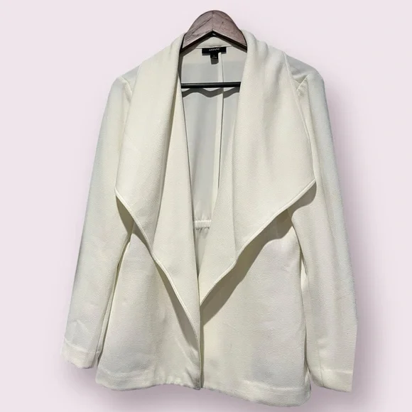 Alfani Soft White Open Front Draped Blazer | Size L - Picture 6 of 16